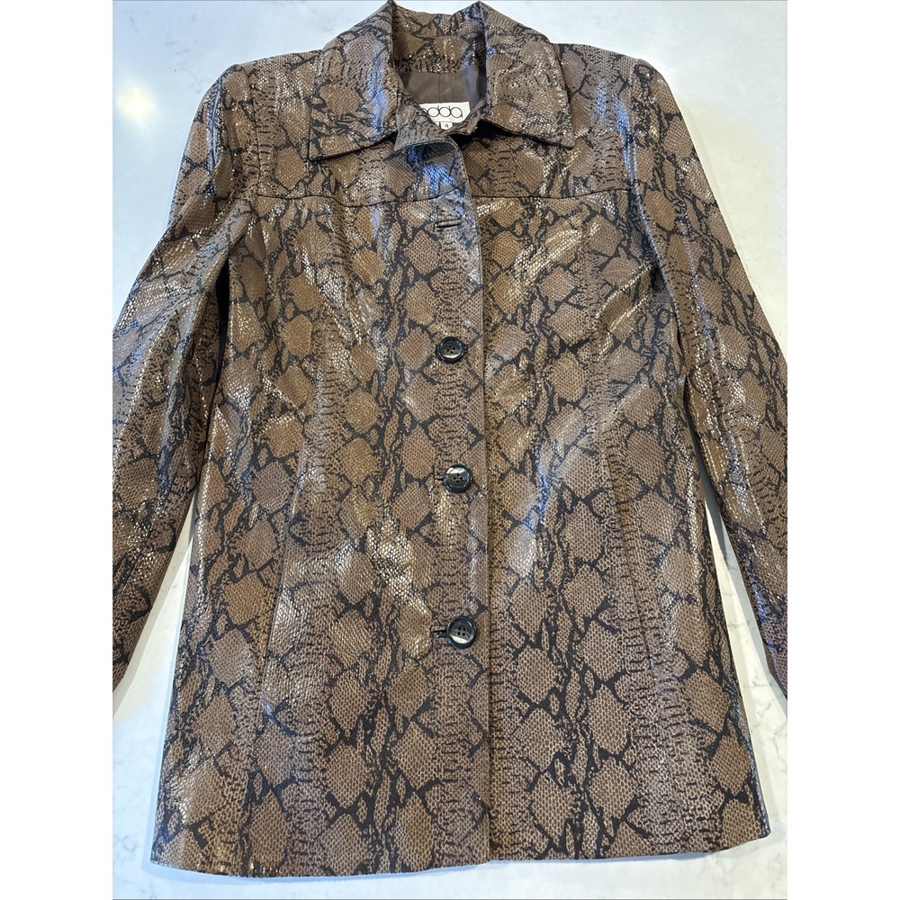 Adda Womens 4 / S Leather Jacket Snake Skin Embossed Python USA Moto Biker Lined